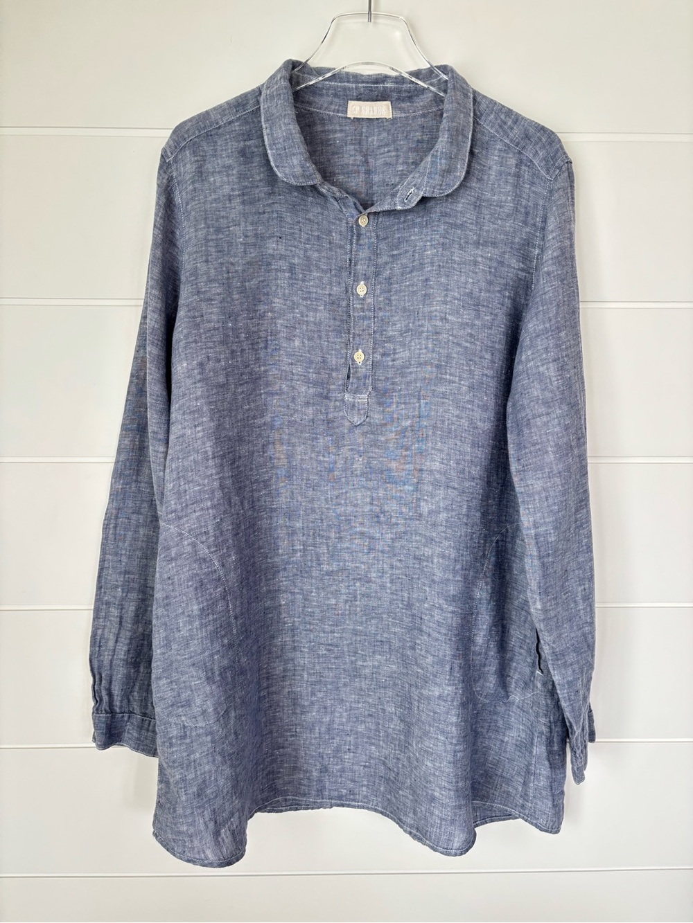 CP Shades Blue Linen Long-Sleeve Tunic Shirt Dress Size Medium - Picture 13 of 13